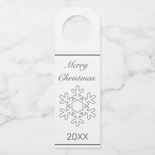 Frohe Weihnachten Moderne Minimalistische Weiße Ge Flaschenanhänger (Vorderseite)