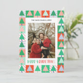 Frohe Weihnachten Moderne Patchwork-Weihnachtsbäum Karte (Stehend Vorderseite)