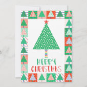 Frohe Weihnachten Moderne Patchwork-Weihnachtsbäum Karte (Rückseite)