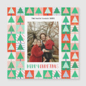 Frohe Weihnachten Moderne Patchwork-Weihnachtsbäum Magnetkarte (Vorderseite)