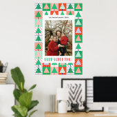 Frohe Weihnachten Moderne Patchwork-Weihnachtsbäum Poster (Heimbüro)