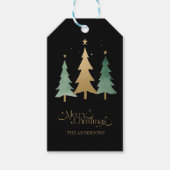 Frohe Weihnachten Moderne Pine Trees Black Geschenkanhänger (Vorderseite)