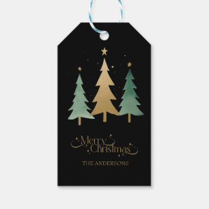 Frohe Weihnachten Moderne Pine Trees Black Geschenkanhänger