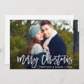 Frohe Weihnachten Moderne Pinsel Script Foto Card Einladung (Vorne/Hinten)