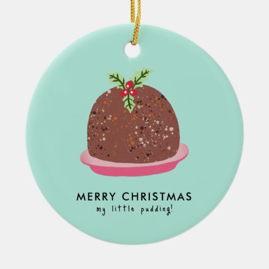 Frohe Weihnachten Moderne Pudding Illustration Keramik Ornament (Vorne)