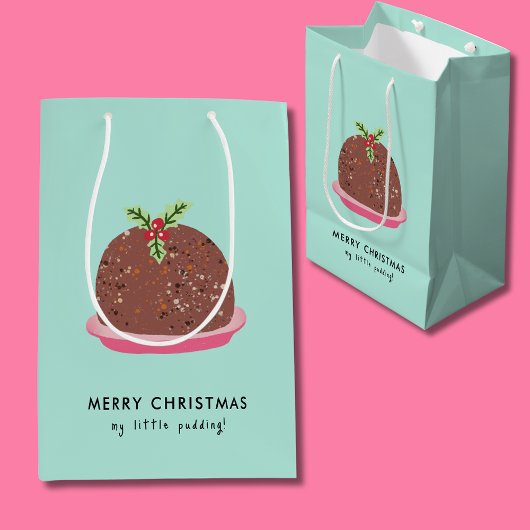 Frohe Weihnachten Moderne Pudding Illustration Mittlere Geschenktüte