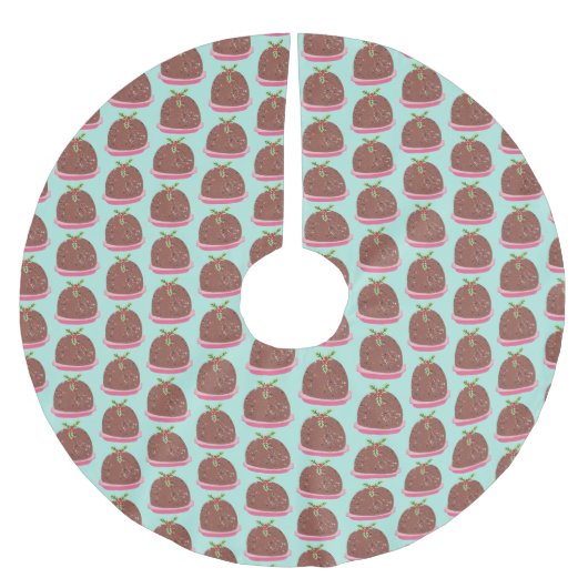 Frohe Weihnachten Moderne Pudding Illustration Polyester Weihnachtsbaumdecke (Vorderseite)