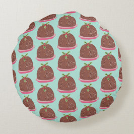 Frohe Weihnachten Moderne Pudding Illustration Rundes Kissen
