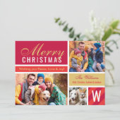 Frohe Weihnachten Moderne Red Gold Foto Collage (Stehend Vorderseite)