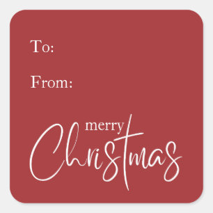 Frohe Weihnachten Moderne Red Holiday Geschenk Quadratischer Aufkleber