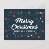 Frohe Weihnachten Moderne Red Holly Berries Foliag (Vorderseite)