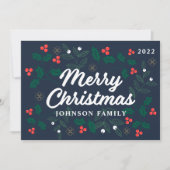 Frohe Weihnachten Moderne Red Holly Berries Foliag (Vorderseite)