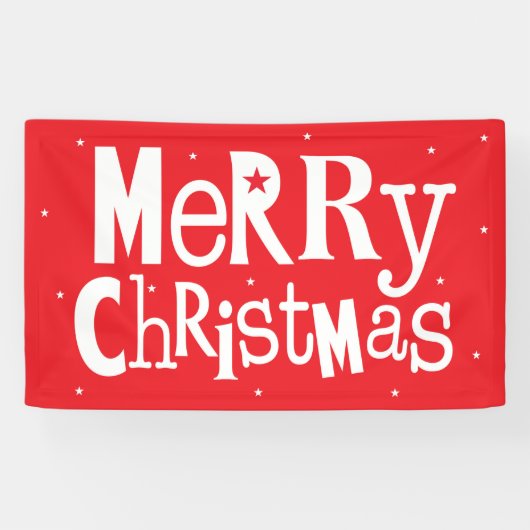 Frohe Weihnachten Moderne Red Script Urlaub Banner (Horizontal)