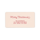 Frohe Weihnachten Moderne rosa Rücksendeadresse Adressaufkleber (Vorne)
