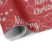 Frohe Weihnachten Moderne rote Calligrafie-Schrift Geschenkpapier (Rolleneckpunkt)