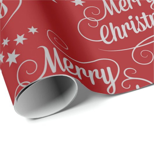 Frohe Weihnachten Moderne rote Calligrafie-Schrift Geschenkpapier (Rolleneckpunkt)