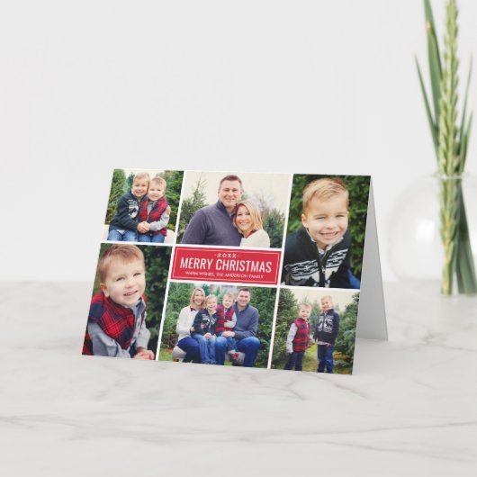 Frohe Weihnachten Moderne Rote FotoCollage (Vorderseite)
