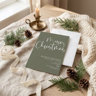 Frohe Weihnachten Moderne Schrift Sagegrün Einladung