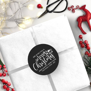 Frohe Weihnachten Moderne Schwarz-weiß Runder Aufkleber