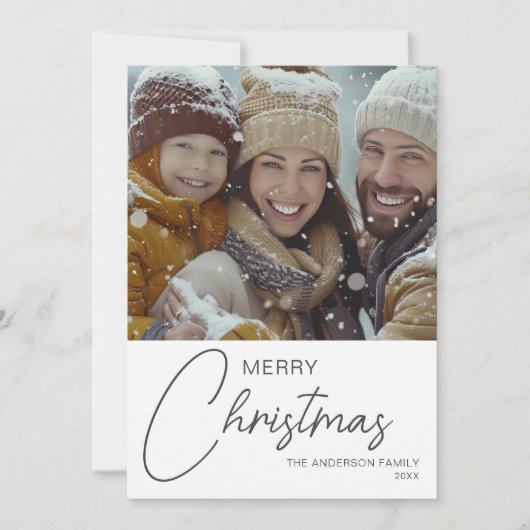 Frohe Weihnachten Moderne Script Familie Foto (Vorderseite)
