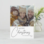 Frohe Weihnachten Moderne Script Familie Foto (Stehend Vorderseite)