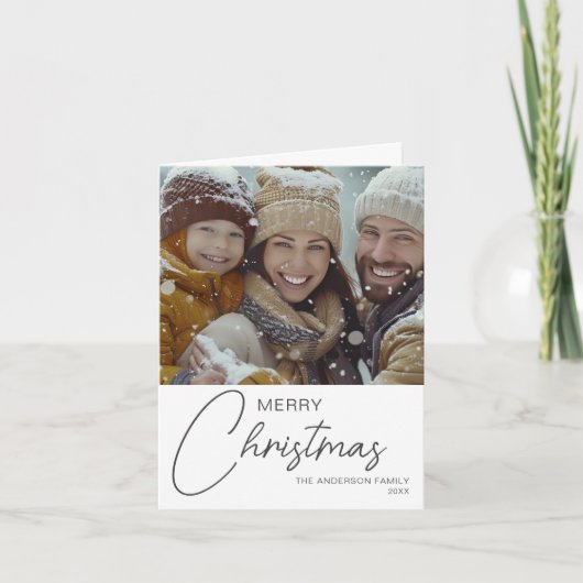 Frohe Weihnachten Moderne Script Familie Foto (Vorderseite)