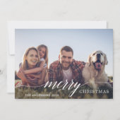 Frohe Weihnachten Moderne Script Holiday Foto Card (Vorderseite)