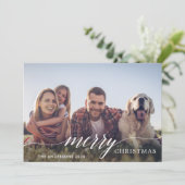 Frohe Weihnachten Moderne Script Holiday Foto Card (Stehend Vorderseite)