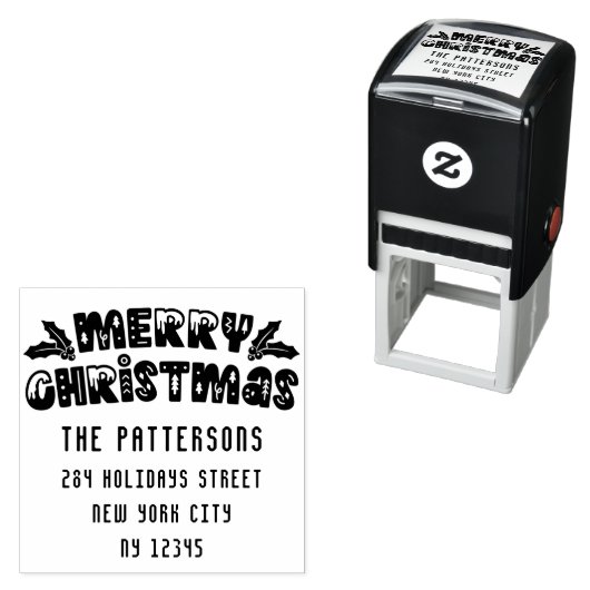 Frohe Weihnachten Moderne Script Name Rücksendeadr Permastempel (Beispiel)