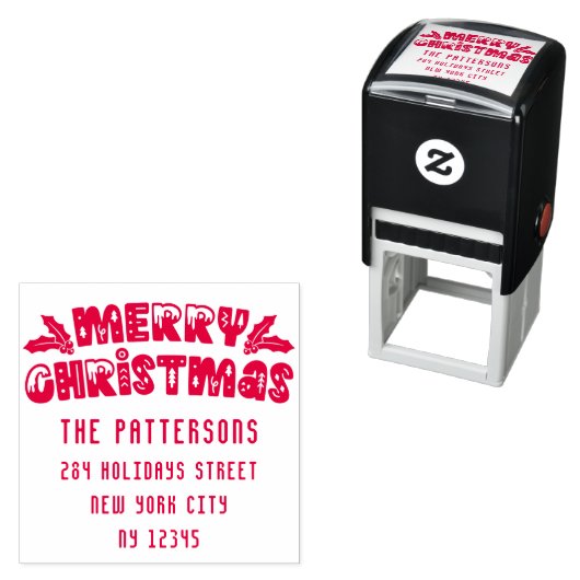 Frohe Weihnachten Moderne Script Name Rücksendeadr Permastempel (Beispiel)