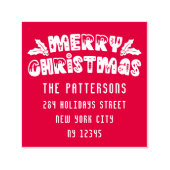 Frohe Weihnachten Moderne Script Name Rücksendeadr Permastempel (Design)