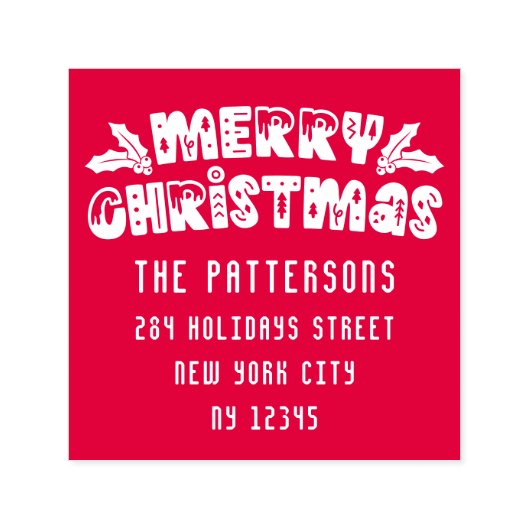Frohe Weihnachten Moderne Script Name Rücksendeadr Permastempel (Design)