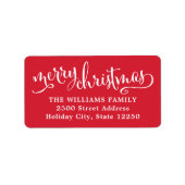 Frohe Weihnachten Moderne Script Red Rücksendeadre Adressaufkleber (Vorne)