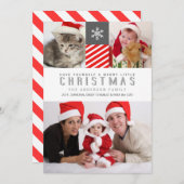 Frohe Weihnachten Moderne Stripes Holiday Foto Car (Vorne/Hinten)