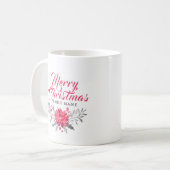 Frohe Weihnachten Moderne Typografie & Bouquet Kaffeetasse (Vorderseite Links)