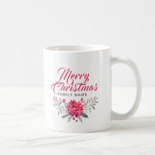 Frohe Weihnachten Moderne Typografie & Bouquet Kaffeetasse
