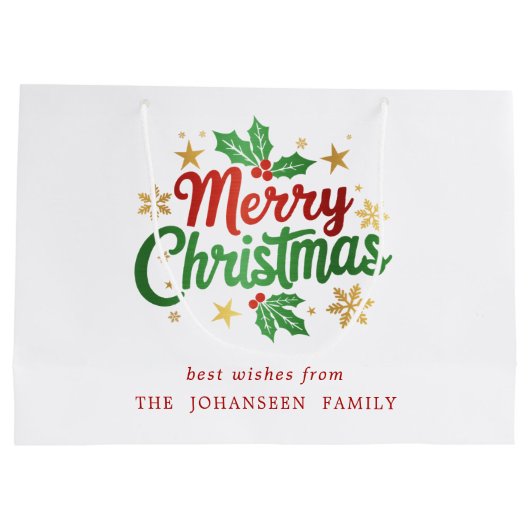 Frohe Weihnachten Moderne Typografie Festivals Fam Große Geschenktüte (Rückseite)