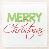 Frohe Weihnachten | Moderne Typografie Glasuntersetzer (Vorderseite)