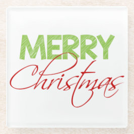 Frohe Weihnachten | Moderne Typografie Glasuntersetzer