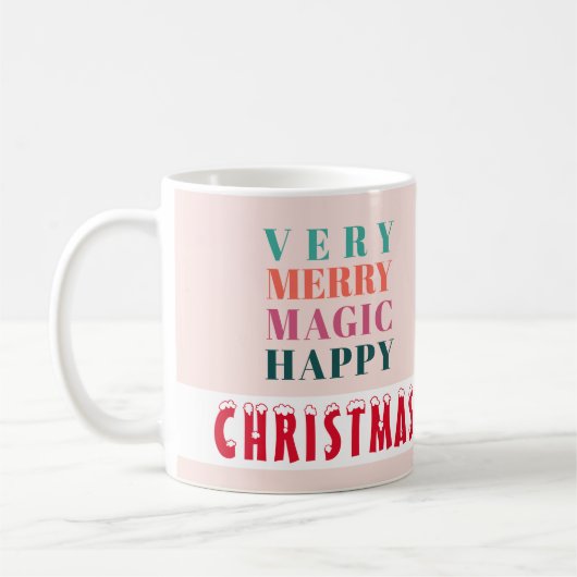 Frohe Weihnachten Moderne Typografie individuelle Kaffeetasse (Links)