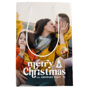 Frohe Weihnachten moderne Typografie vintage 1 Fot Mittlere Geschenktüte