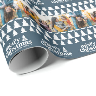Frohe Weihnachten moderne Typografie vintage 3 Fot Geschenkpapier