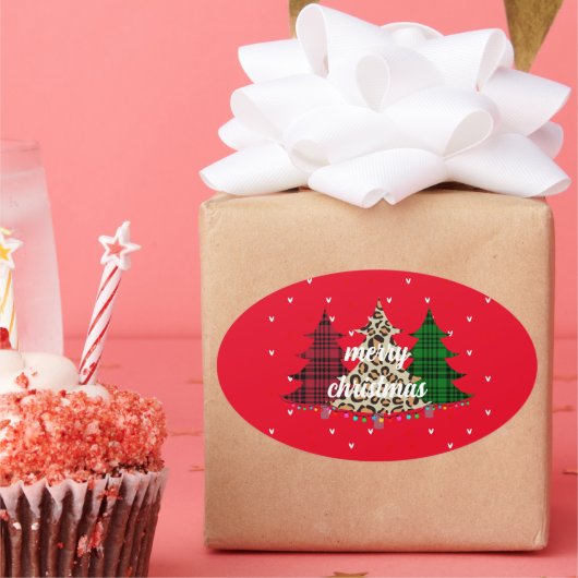 Frohe Weihnachten Moderne und Elegant Ovaler Aufkleber (Party)