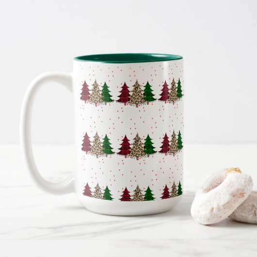 Frohe Weihnachten Moderne und Elegant Zweifarbige Tasse (Mit Donut)