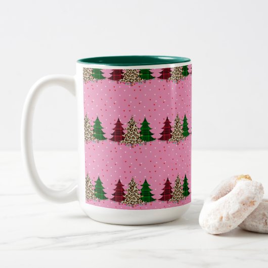 Frohe Weihnachten Moderne und Elegant Zweifarbige Tasse (Mit Donut)
