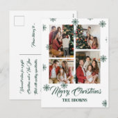 Frohe Weihnachten Moderne Vier-Foto Collage Grün (Vorne/Hinten)