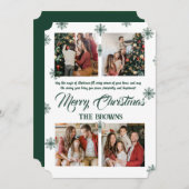 Frohe Weihnachten Moderne Vier-Foto Collage Grün (Vorne/Hinten)