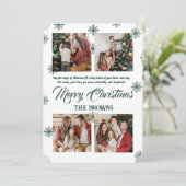 Frohe Weihnachten Moderne Vier-Foto Collage Grün (Stehend Vorderseite)