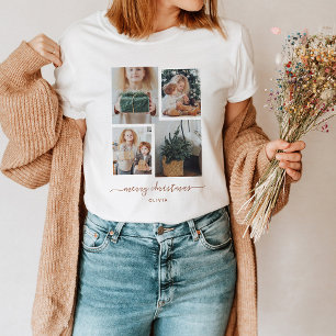 Frohe Weihnachten Moderne vier FotoCollage T-Shirt