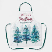 Frohe Weihnachten Moderne Waldbäume Frauen Schürze (Vorderseite)